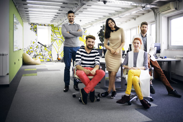 a group of people in a room